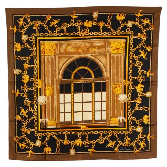 Cartier Must de Scarf Muffler in Brown, Black, and Multicolor Silk for Women - Picture 1 of 7